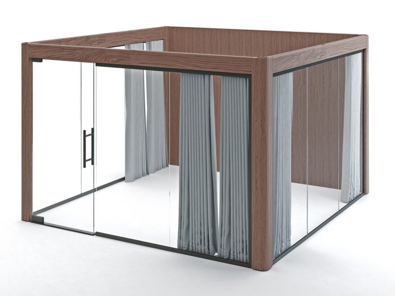 Image of glass meeting with curtains for privacy