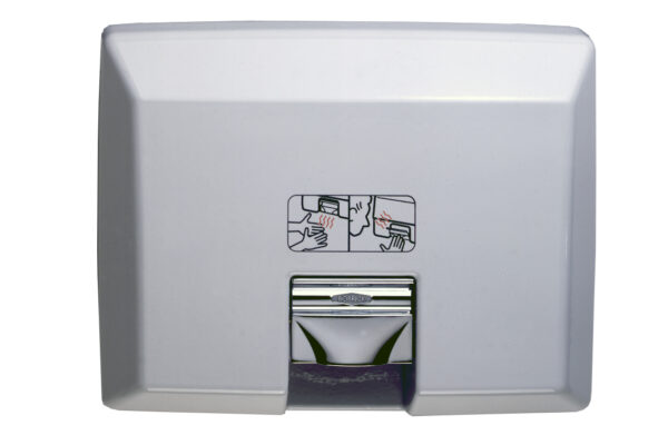 Cast-iron, white vitreous enamel finish square hand dryer