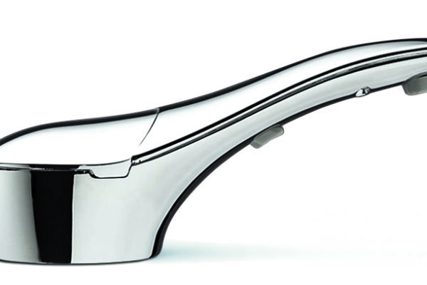 View of on the counter polished soap dispenser