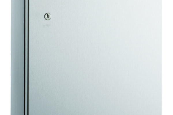 Rectangle Brushed Chrome Recessed Waste Receptacle