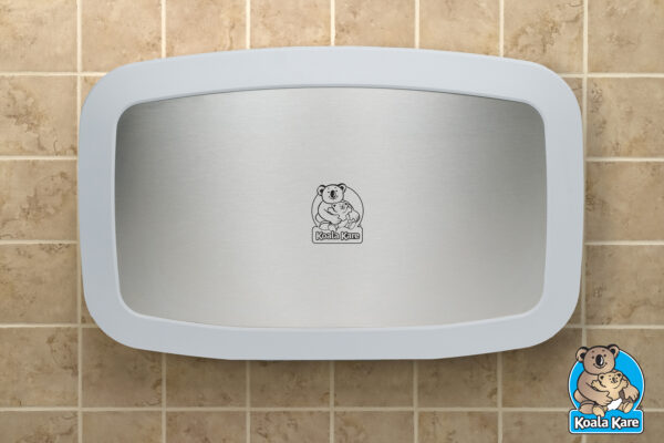 Closed View of White Granite Plastic Framed Chrome Koala Kare Horizontal Changing Table